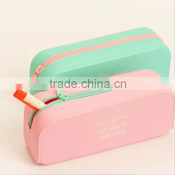 2016 Newest Gift Use and Pencil Bag Factory Supply Printed Logo Custom Silicone Pencil Case photo-3
