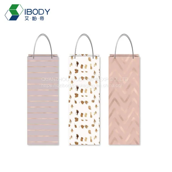 Kraft Paper Portable Paper Bag Reusable Single Bottle of Red Wine Packaging Shopping Bag photo-2
