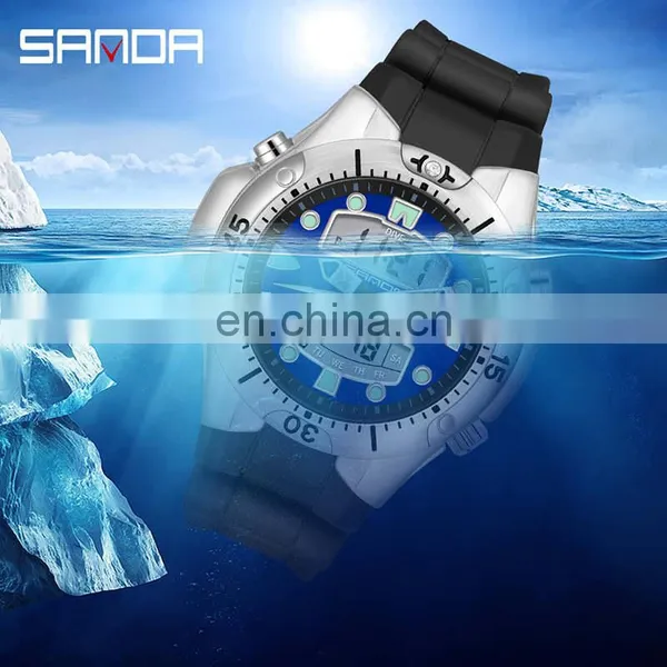 Sanda 3009 New Design Men LED Digital Watch Functional Waterproof Sport Watches Hip Hop photo-5
