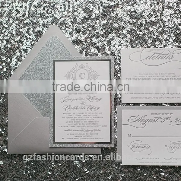Wholesale Silver Envelope Wedding Invitation Card Glitter Quality Choice photo-6