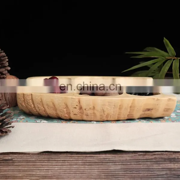 Handmade Bamboo Root Dry Fruit Plate Multifunctional Bar Hotel Ramadan Wedding Decoration Wooden Decorations photo-3
