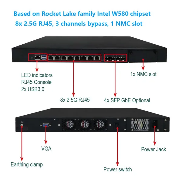 Network Security Appliance Platform With 8x 2.5G and 4x10G LAN and Socket LGA1200 Processor photo-2