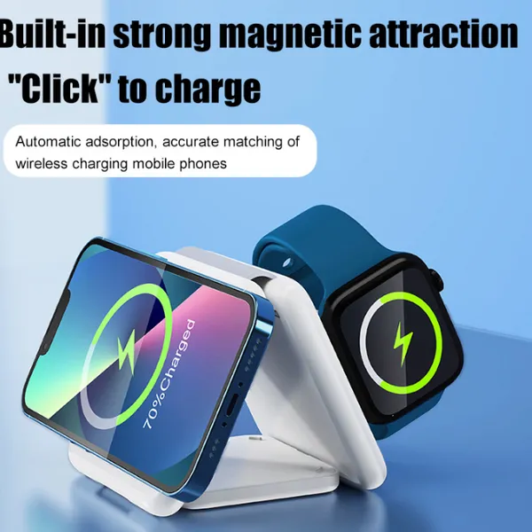 Cross Border 3-in-1 Magnetic Folding Wireless Charger Charging Watch Earphone Folding Stand（Wechat:13510231336） photo-4