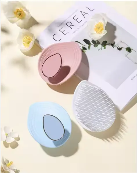 New Leaves Shaped Shampoo Brush Message Scalp Hairbrush Hard Tooth Shampoo Brush for Women Long Hair photo-5