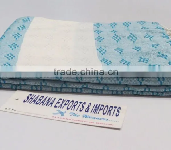 Aqua Blue Tunisian Fouta Soft Pareo Factory Wholesale Beach Towel photo-2