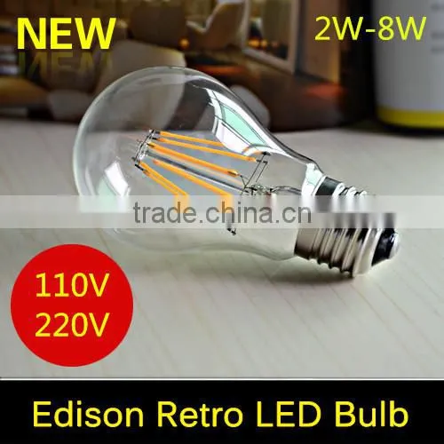 E27 2W 4W 6W 8W LED Chips LED Bulb Light Lamps Glass Globe Lamp Edison Led Filament Bulb Warm White 110V 240V Lampada Led