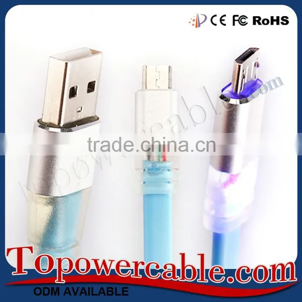 Wholesale Price Premium Short Micro USB Flat Data Cables With LED Light photo-2