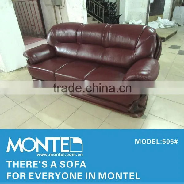 Leather Wood Carved Sectional Sofa photo-2
