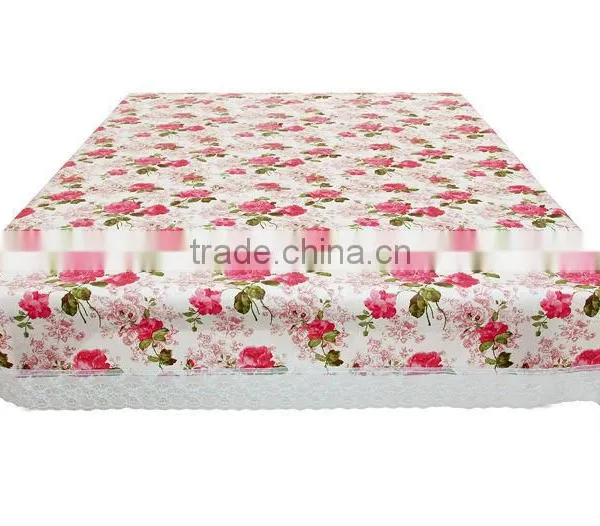 PVC/PEVA Tablecloth With Lace Border & Flannel Backing, Waterproof & Oilproof photo-6