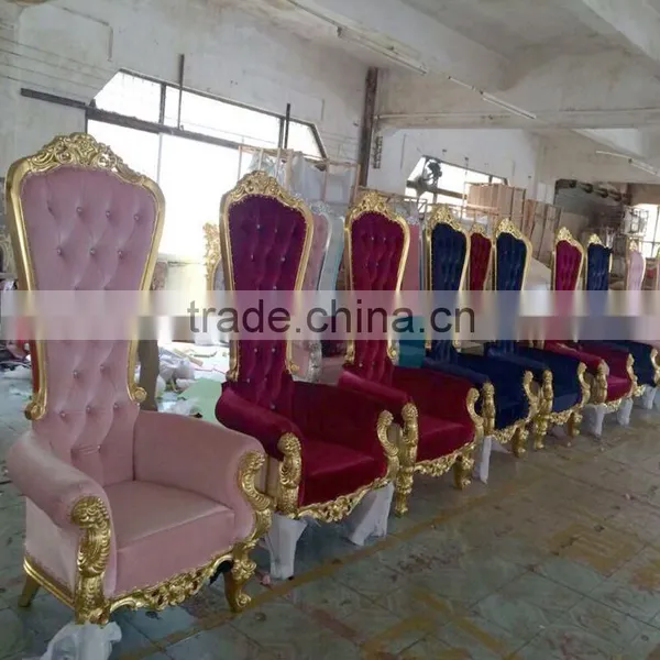 Cheap Golden Silver Classic Antique Reproduction Wooden Royal King Throne Chair photo-5