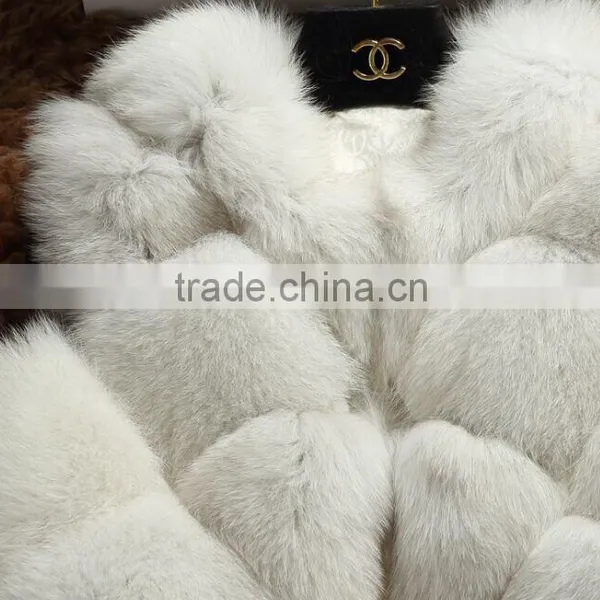Hotsale Real Pink Fox Fur Vest,Fur Vest Form China With Quality Pink Fox Pelt Plates photo-6