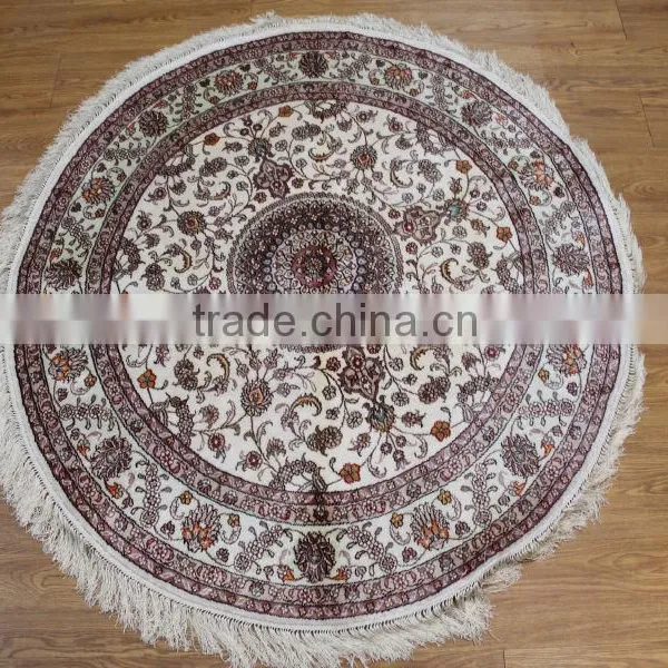 Turkish Round Silk Rug Carpet, Handmade Carpets, Turkish Silk Carpets