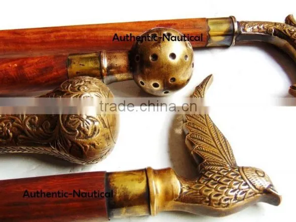NAUTICAL ANTIQUE BRASS DIFFERENT DESIGN WALKING CANES-DECORATIVE WALKING CANES-BEAUTIFUL WALKING CANES Wk1178 photo-4