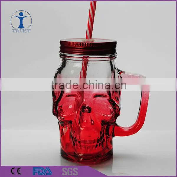 Machine Made Skull Mason Jar With Lid and Straw Quality Choice photo-4