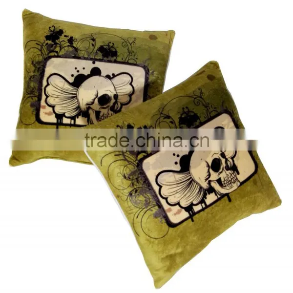 Eco-friendly Halloween Skull Plush Square Party Decorative Pillow photo-2
