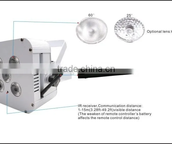 Remote Control RGBWA 5 in 1 Wireless Dmx Led Slim Par Light photo-5