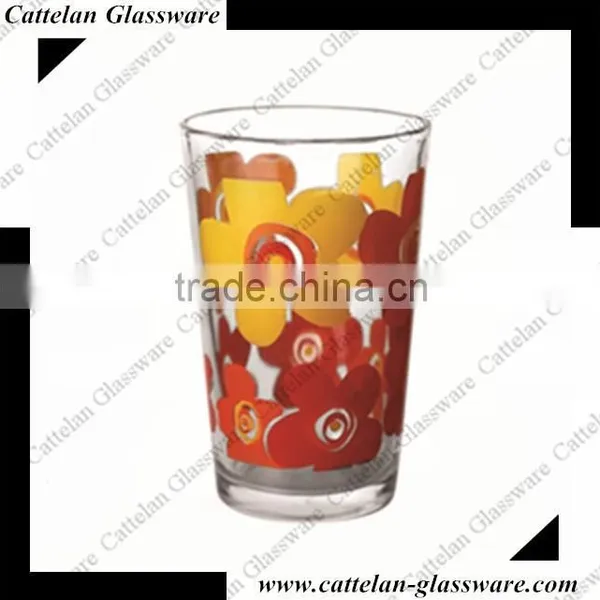 China Cattelan Glass Supply You Cheap High Ball Drinking Glass Tumbler,water Glass Cup,beverage Glass With Folk Style Printing.
