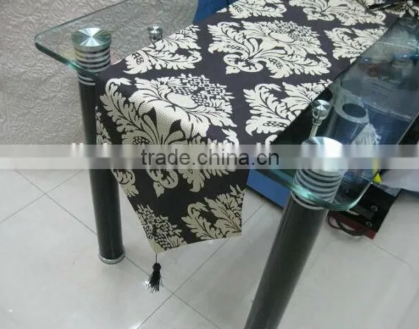 Polyester Jacquard Luxury Table Runner, Wedding Banquet Table Runner Black