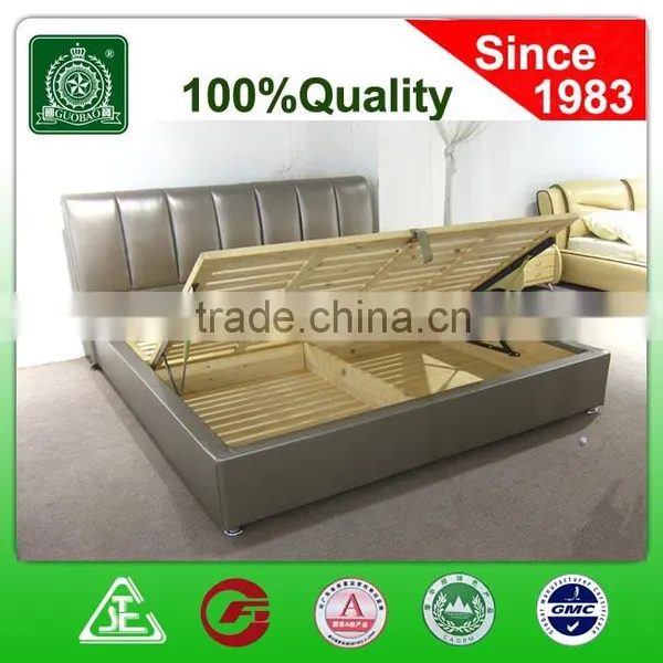 G6627 Household Furniture Leather Bed Design/Lift Up Solid Wood Box Storage/storage Wooden Box Bed Design
