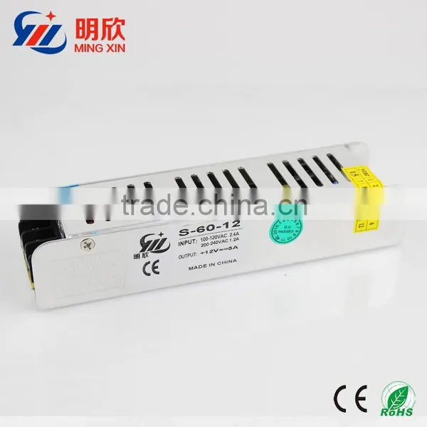 Normal Indoor 60W Led Strip Driver With Slim Case Strip Shape IP20 Power Supply