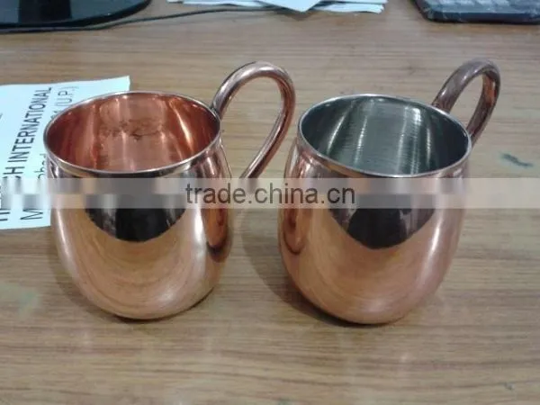 Pure Copper Mule Mug,Copper Moscow Mule Mug,Solid Copper Moscow Mule Mug,Stainless Steel Mug for Vodka