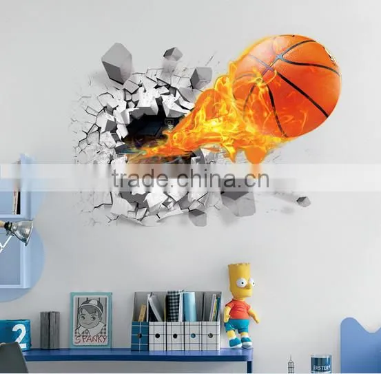 Creative Self Adhesive 3D Basketball Wall Paper for Kids' Room photo-2