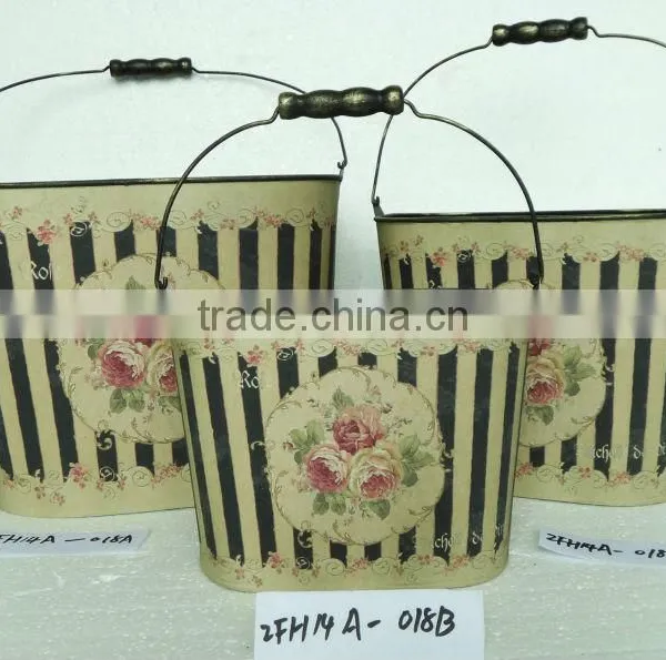 Newest Metal Zinc Flower Pot With Printing photo-3