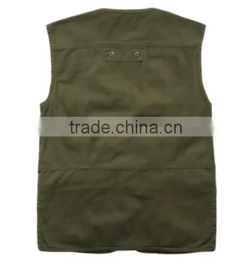 Fashion Mens Zip up no Collar Fishing Vest photo-3
