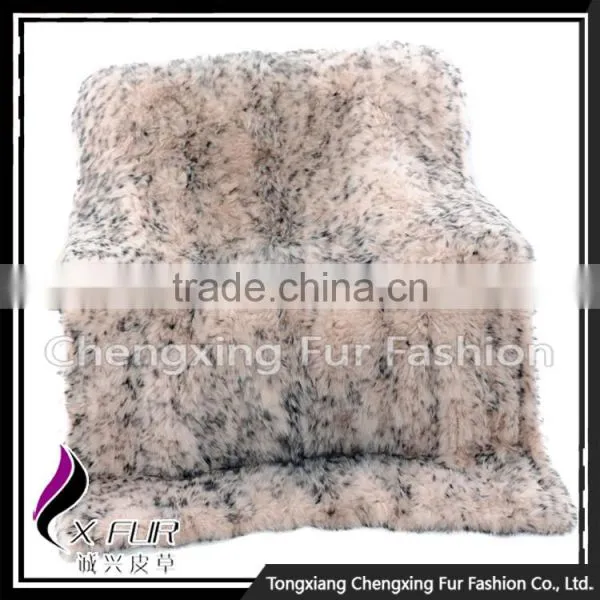 CX-D-73 2016 New Arrival Hand Knitted Genuine Fox Fur Throw Blanket photo-2