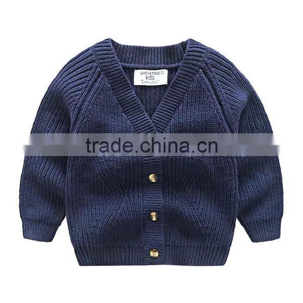 S33461W Boy Sweaters Pure Color 100% Cotton Knitted Pullover Sweaters photo-4