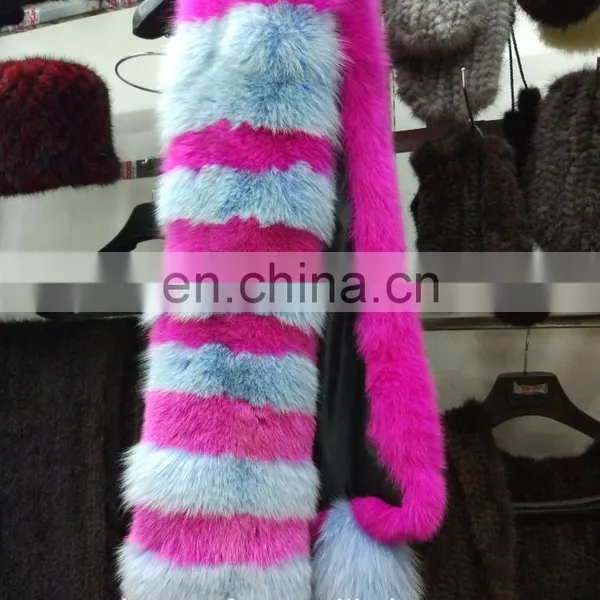 High Quality Fashion Colorful Fox Fur Scarf photo-6