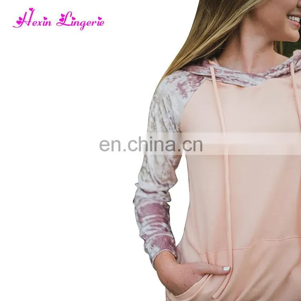Factory Price Pink Plum Velvet Latest Design Crewneck Sweatshirt With Pockets photo-4