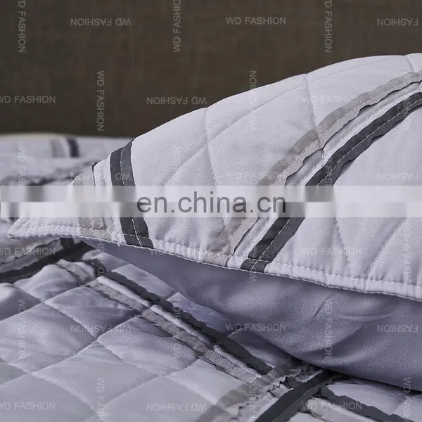 Patchwork Reversible Queen 90gsm Microfiber Fabric Quilt Bedspread Set photo-3