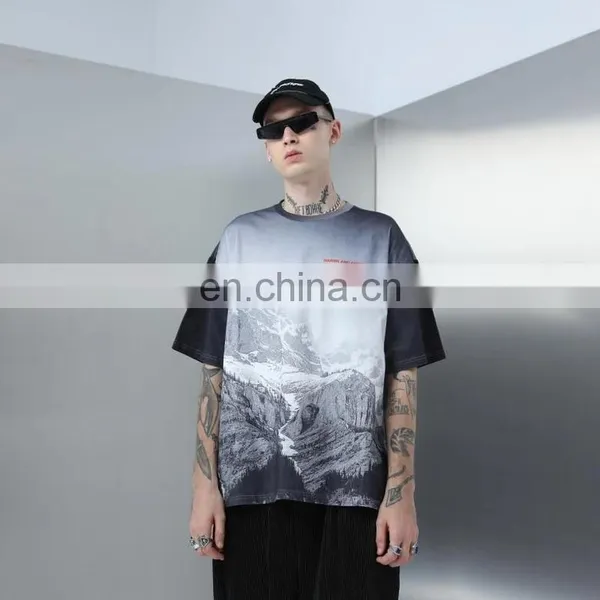 DiZNEW Knitted Cotton Casual Male Digital Printing Men Custom Black T Shirt photo-2