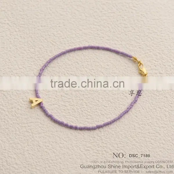 2015 Fashion Jewelry Seed Bead Bracelet With Alloy Letter Charm Bracelet photo-6