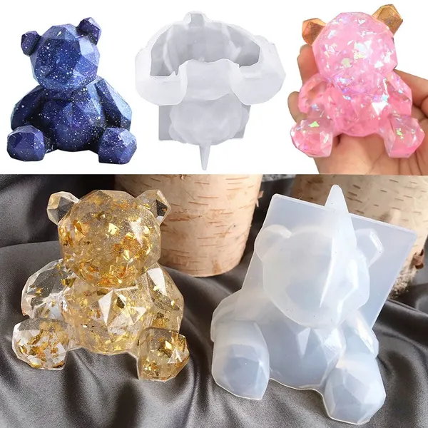 Hot Sale 1pcs Diy Crystal Epoxy Three-dimensional Geometric Bear Mold Car Aromatherapy Three-dimensional Decoration Home photo-5