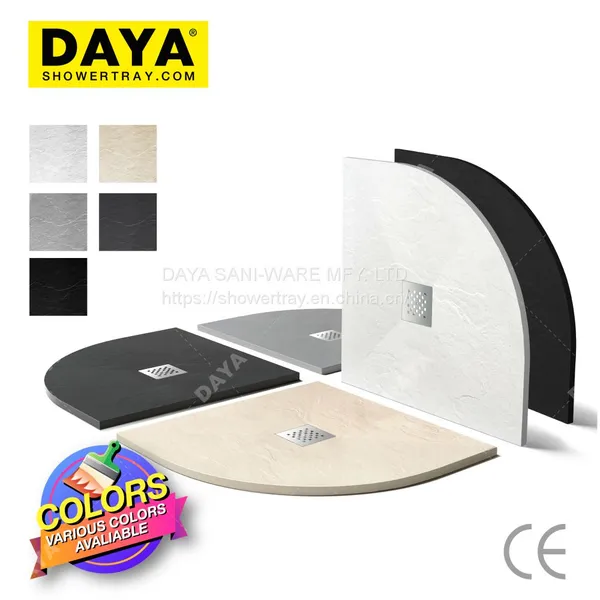 Marble Custom Made Stone Resin Shower Pan Base Anti Slip Shower Tray for Bathroom photo-4