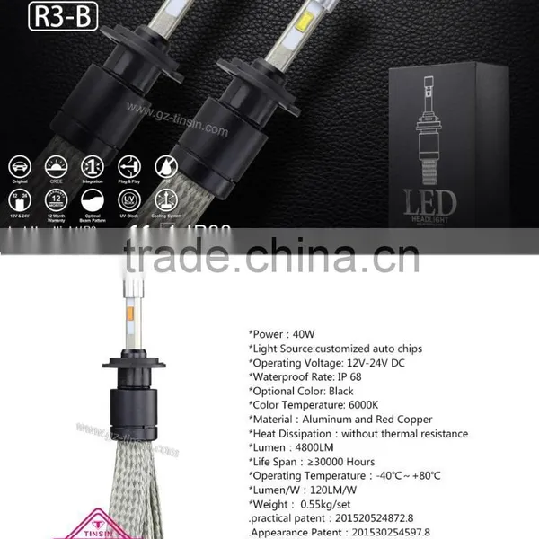 Factory Supply OEM 80W 9600lm Super Bright R3 Led Motorcycle Headlight Bulb H7 photo-4