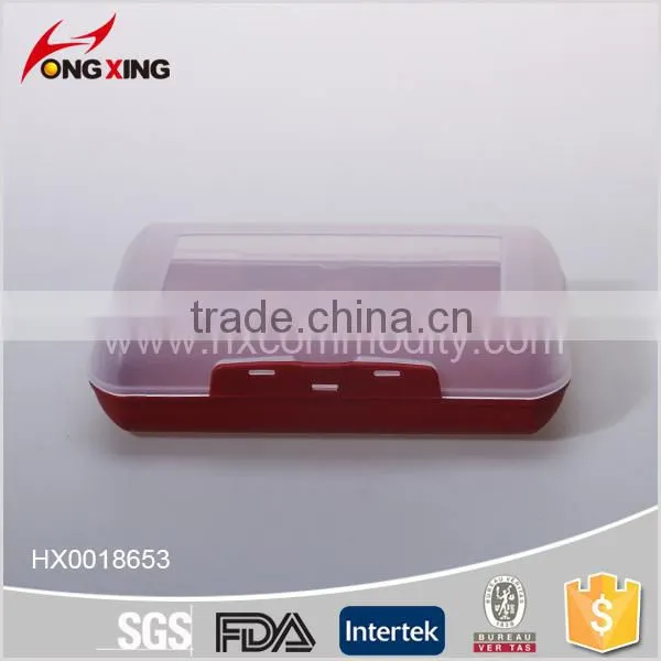 Rectangle Plastic Red Lunch Tray Box With Locked Clear Lid photo-4