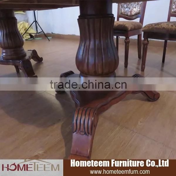 Antique Extendable Large Wood Folding Dining Table Set photo-6