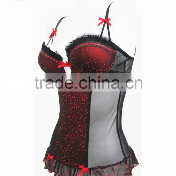 Red Dot Black Sexy Lace Mature Woman Lingerie,transparent Sexy Lingerie photo-3