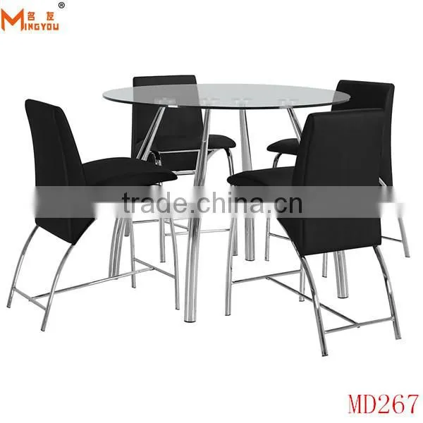 Round Tempered Glass Dining Table and Chair photo-4