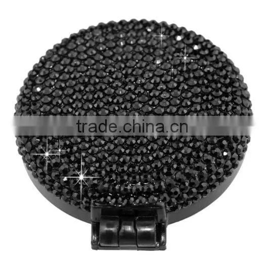 2-in-1 Bling Bling Folding Makeup Mirror With Massaging Hair Brush photo-2