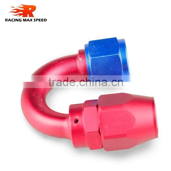 Aluminum Oil Cooler Fitting 180 Degree Resuable Hose End Fuel Line Hose End Fitting Adaptor Blue and Red 40-180-10 photo-3
