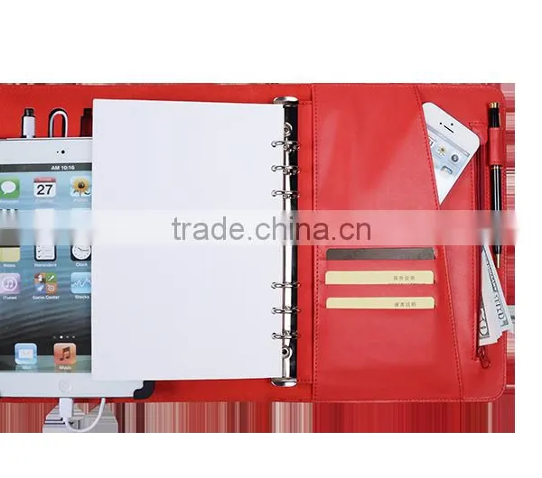 2016 Hot Sell Leather 6 Ring Binder Notebook With Power Bank & Usb Disk Quality Choice photo-3