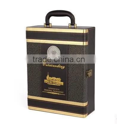 Luxury Handmade Leather Wine Box Gift Box Single Double Bottles With Opener Corkscrew Wine Box Christmas Gift Box Party Using