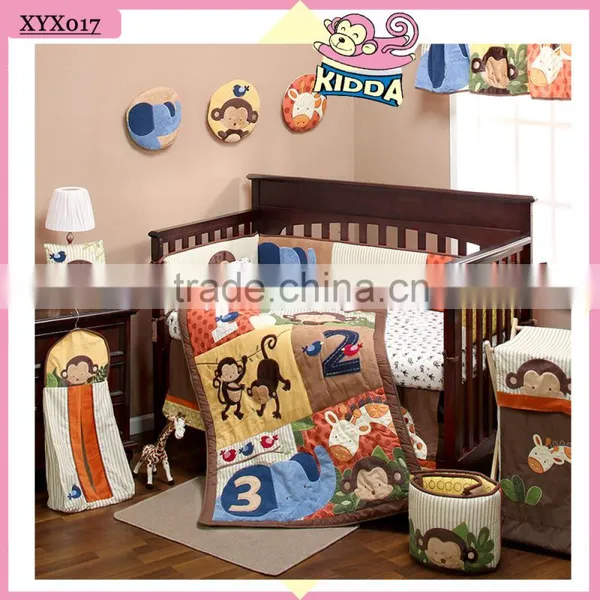 2016 New Fashion 100%Cotton Crib Bedding Set Monkey Family Baby Bedding Set photo-2