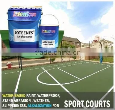 Water Based Acrylic Paint, Waterproof, Resist Weather, Abrasion, Slipperiness and Alkalization for Sport Courts JOTEENES