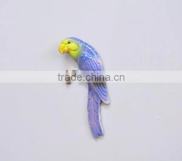 5 Inch Plastic Pearl Powder Flat Parrot Birds Fridge Magnet, Handicraft Wall Hanging photo-5