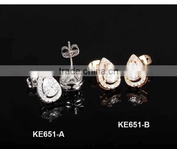 Rhodium Plated Jewellery Copper Popular Zircon Micro Pave Earring photo-4